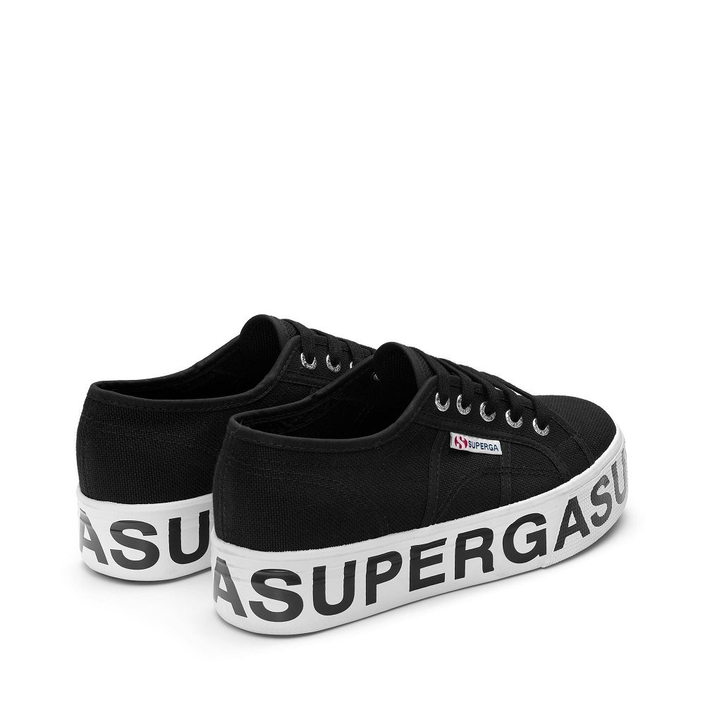 Superga 2790 Cotw Outsole Lettering Black Platform Sneakers - Women's Sneakers USA | US4061148